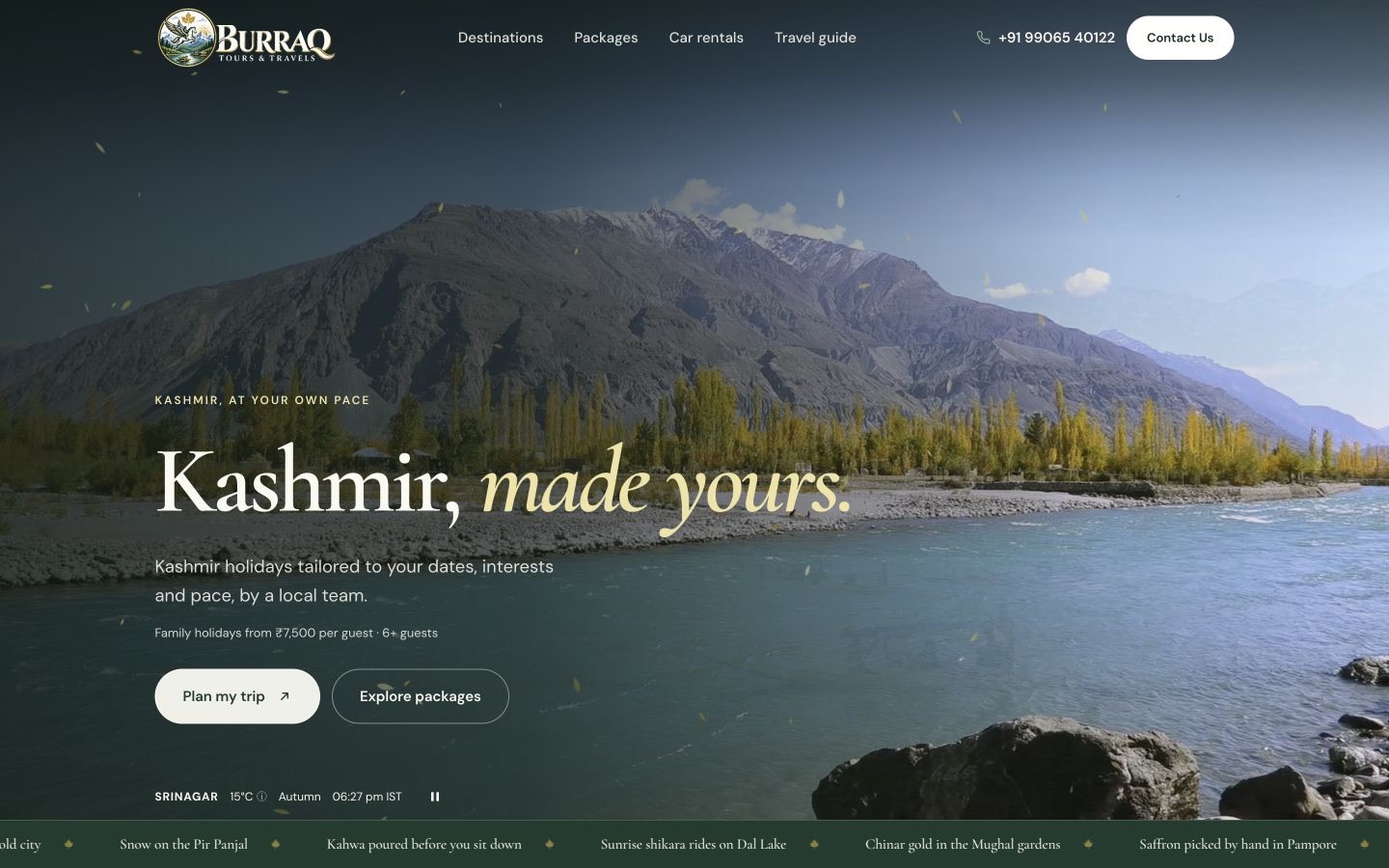 Burraq Tours & Travels website homepage
